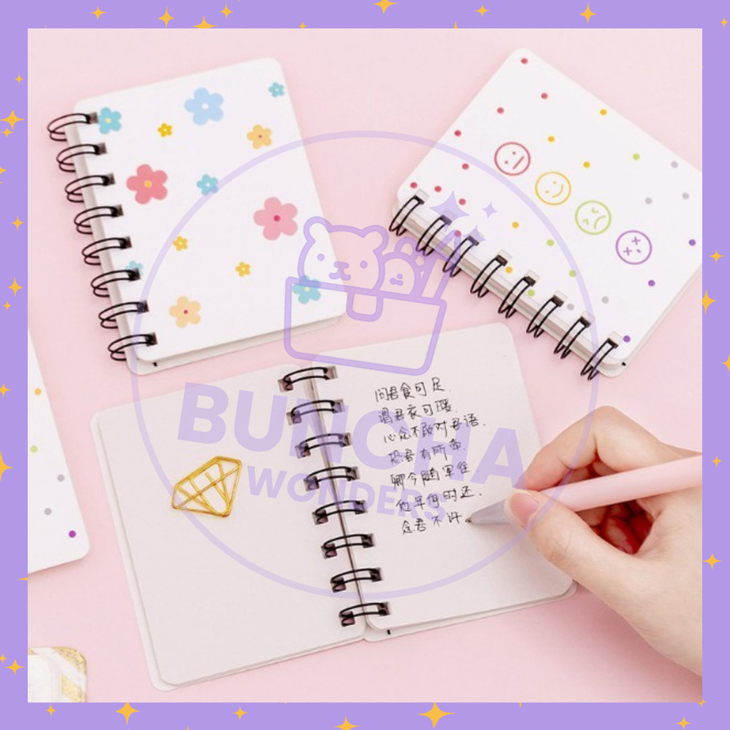 

BW PROMO - Buku Catatan Harian Motif Emoji Gambar Kartun / Mini Notebook Ring Motif Import