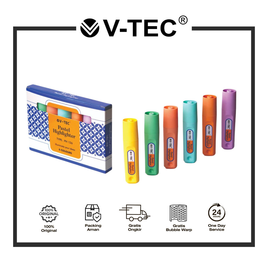 

V-TEC PASTEL HIGHLIGHTER STABILO WARNA PH 126 ISI 6 WARNA/ PAK
