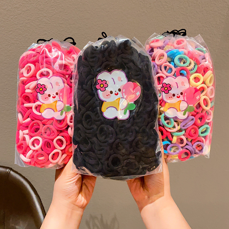 Ikat Rambut Isi 200 Pcs Kunciran Rambut Anak Tali Rambut Elastis Model Donat Mini Warna Warni Accsto