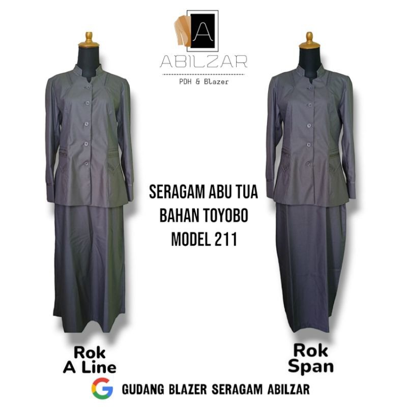 CUCI GUDANG TOYOBO BAJU SETELAN SERAGAM DINAS PNS, GURU, KANTOR WARNA ABU TUA  211