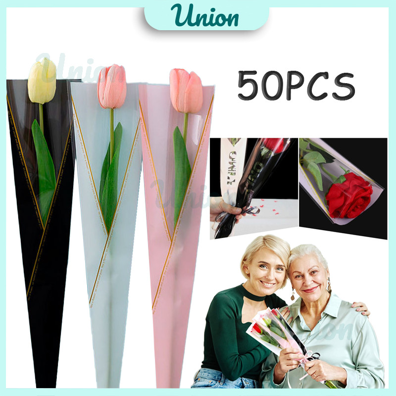

50PCS Plastik Wrapping Bunga Mawar / Bungkus Bunga Plastik
