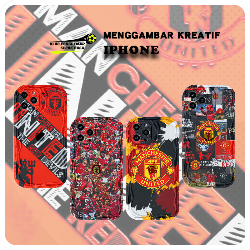 iPhone Manchester United MUN Casing soft sepak bola Kontes Estetis Tekstur Mode Biolantang cantik Ks