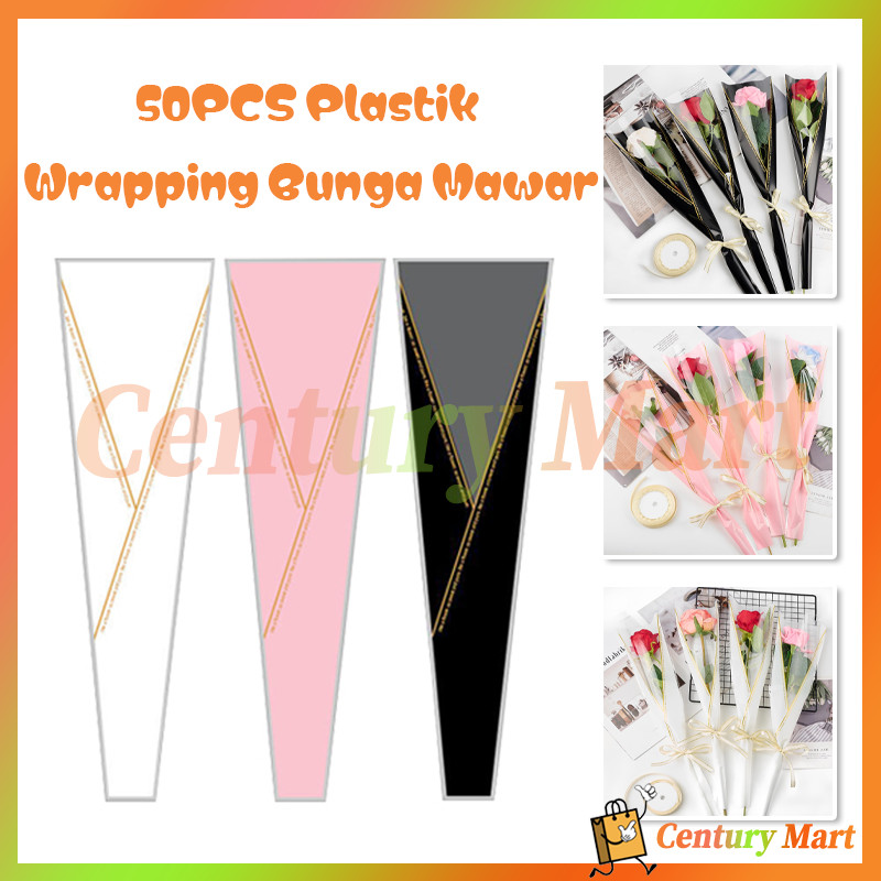 

CM Clear Rose Sleeve / Kantong Bunga /Cellophane/kantong bunga rose single isi 50 pcs