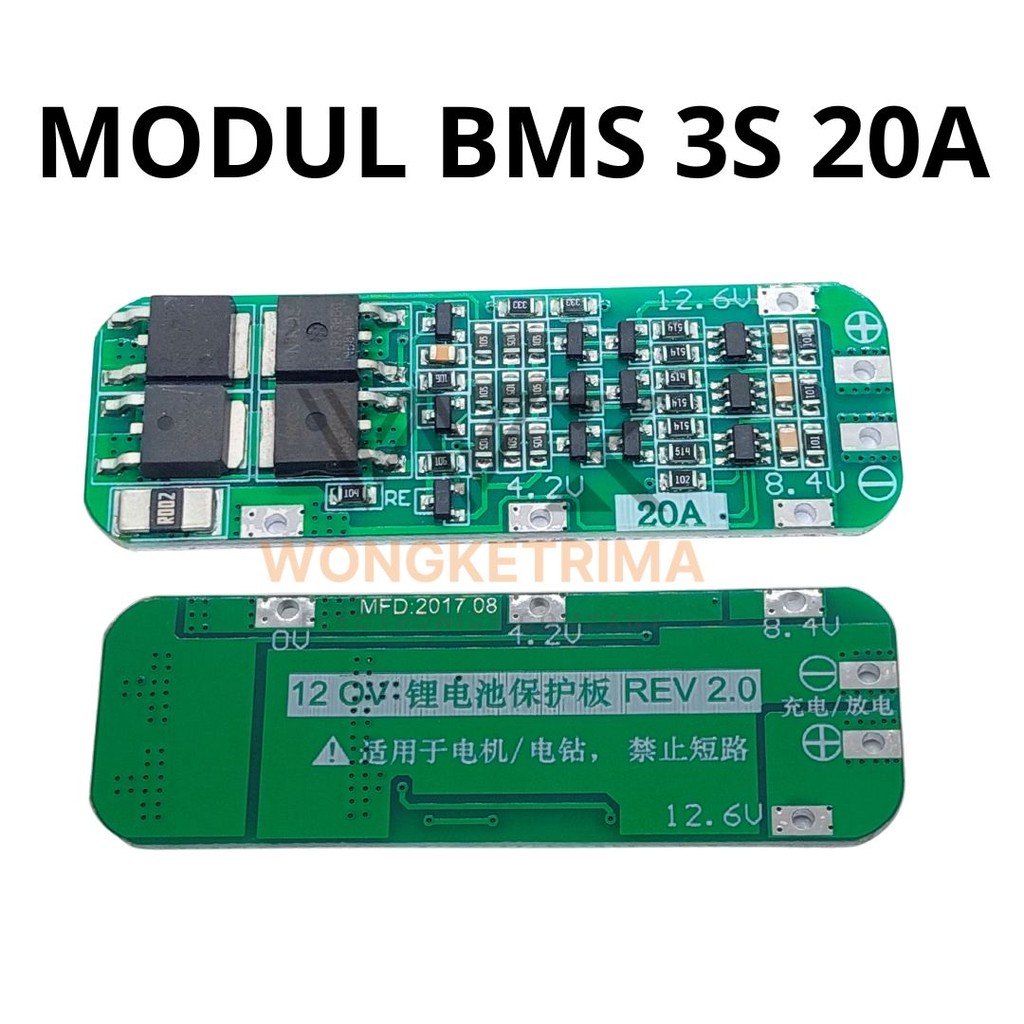 Modul Bms 3S 12.6V 20A BMS Protection Board Baterai Management Sistem