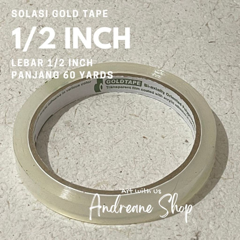 

Selotip Bening lebar 1/2 inch (1,2 cm) | Gold Tape 60 Yards | Isolasi Transparan Mini | ATK Sekolah & Kantor | Alat Packing & DIY Craft