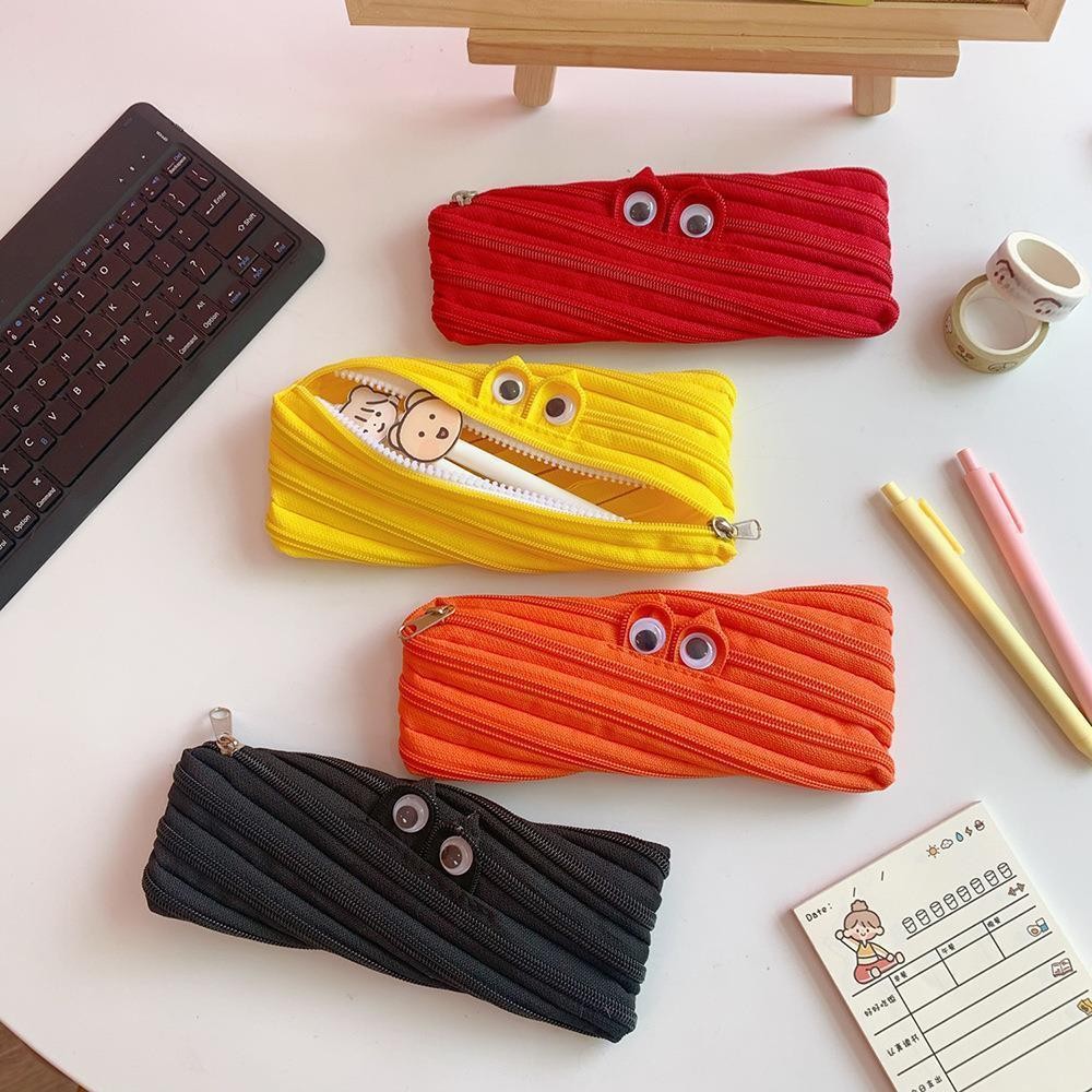 

Tas pensil ritsleting pelajar kreatif alat tulis pelajar alat tulis warna solid gaya Korea