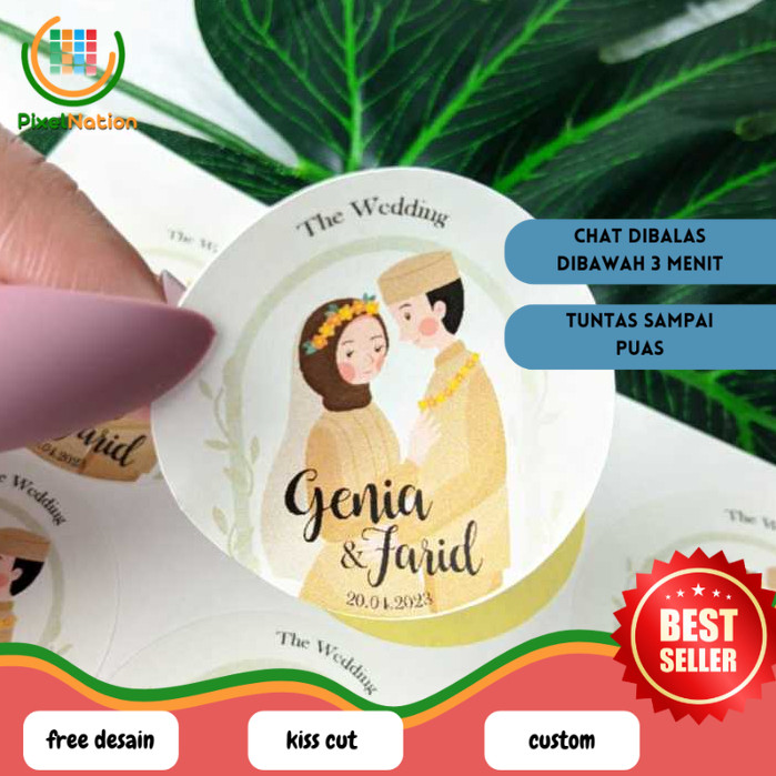 

PiNat 5-8 Sticker Wedding Souvenir Stiker Custom Ucapan Nikah Label Undangan Free Desain