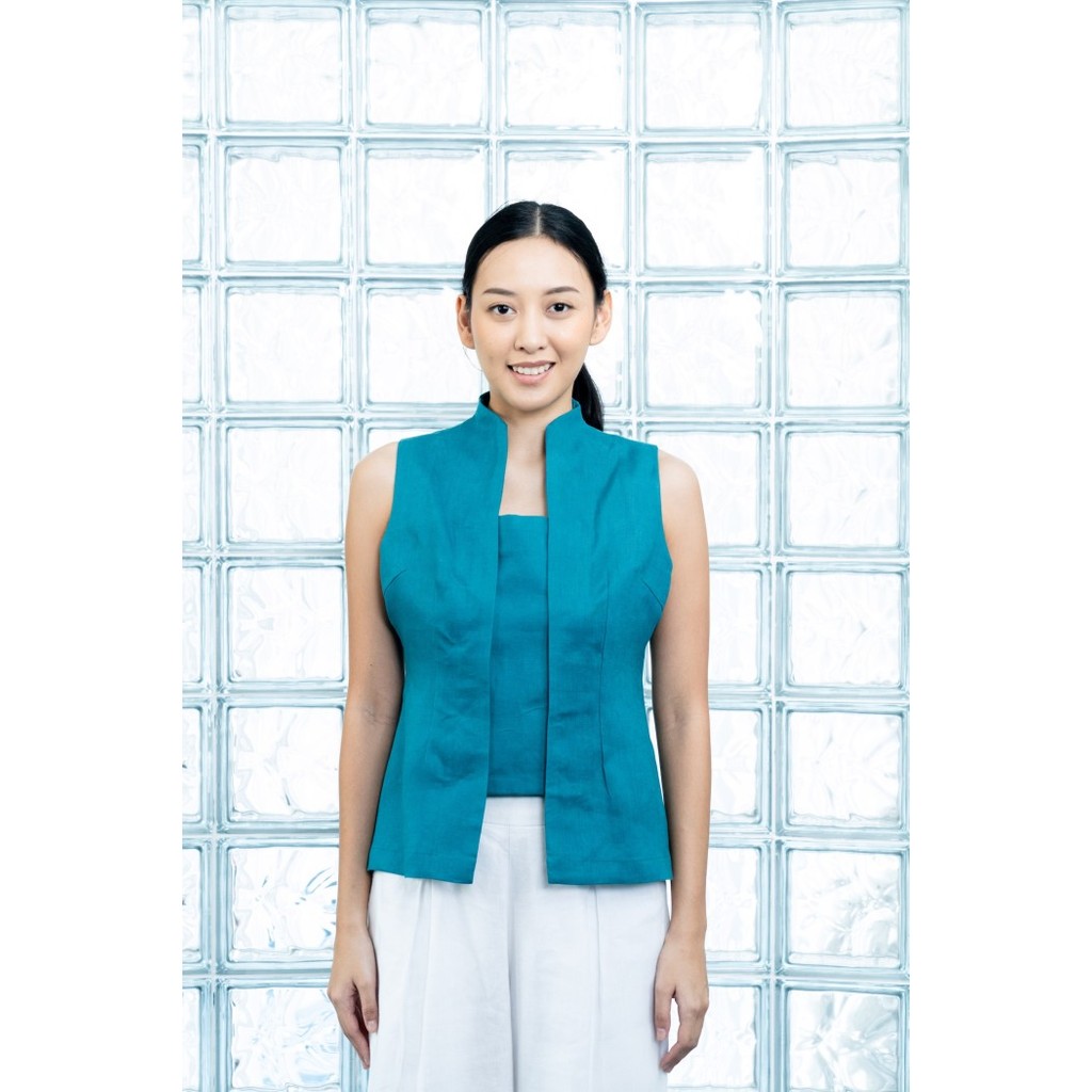 

RUNA Apparel - Kana Kutubaru Linen Vest (Short Ver.) - Red Teracotta