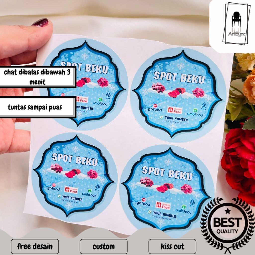 

Syncart 5-8 Sticker Vinyl Frozen Food Bulat Label Kemasan Makanan Simpan Beku Basah Uk.Sedang