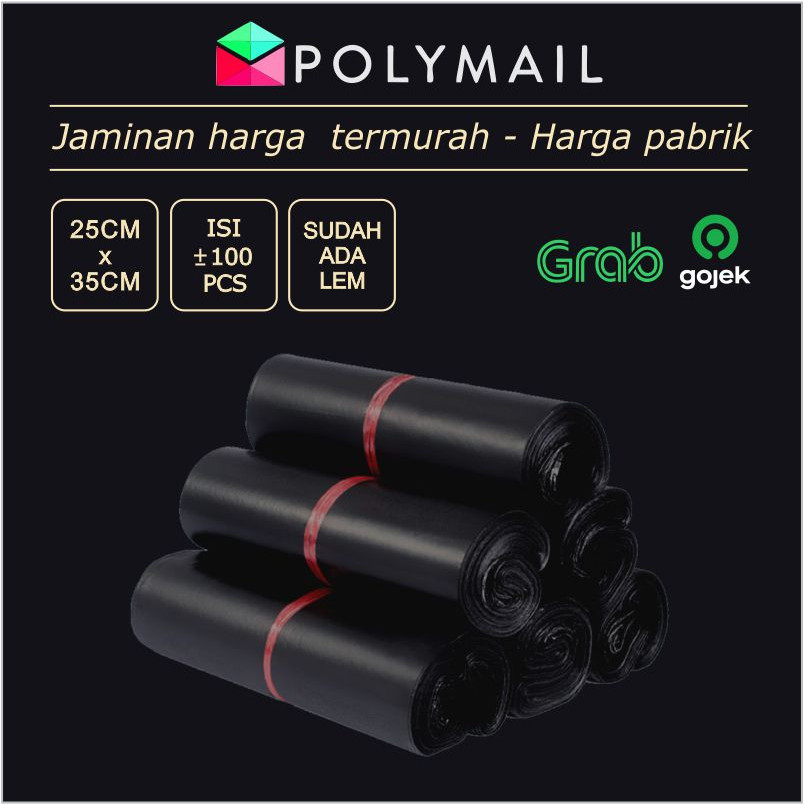 

VILLAINSHOP POLYMAILER ±100PCS 25x35CM HITAM GLOSSY PLASTIK PACKING
