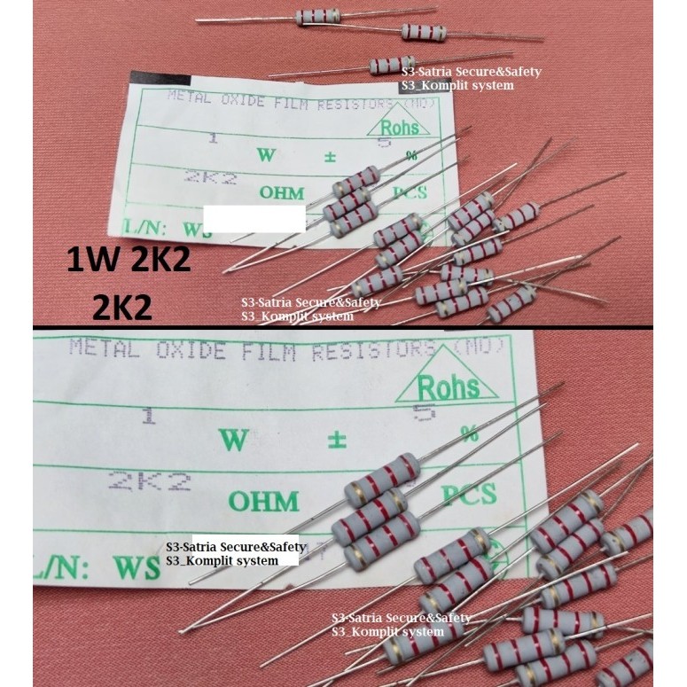 Resistor 1Watt 1W 2K2 ohm 2K2ohm 1W2K2 2.2K 2,2K 2.2Kohm 2,2kOhm