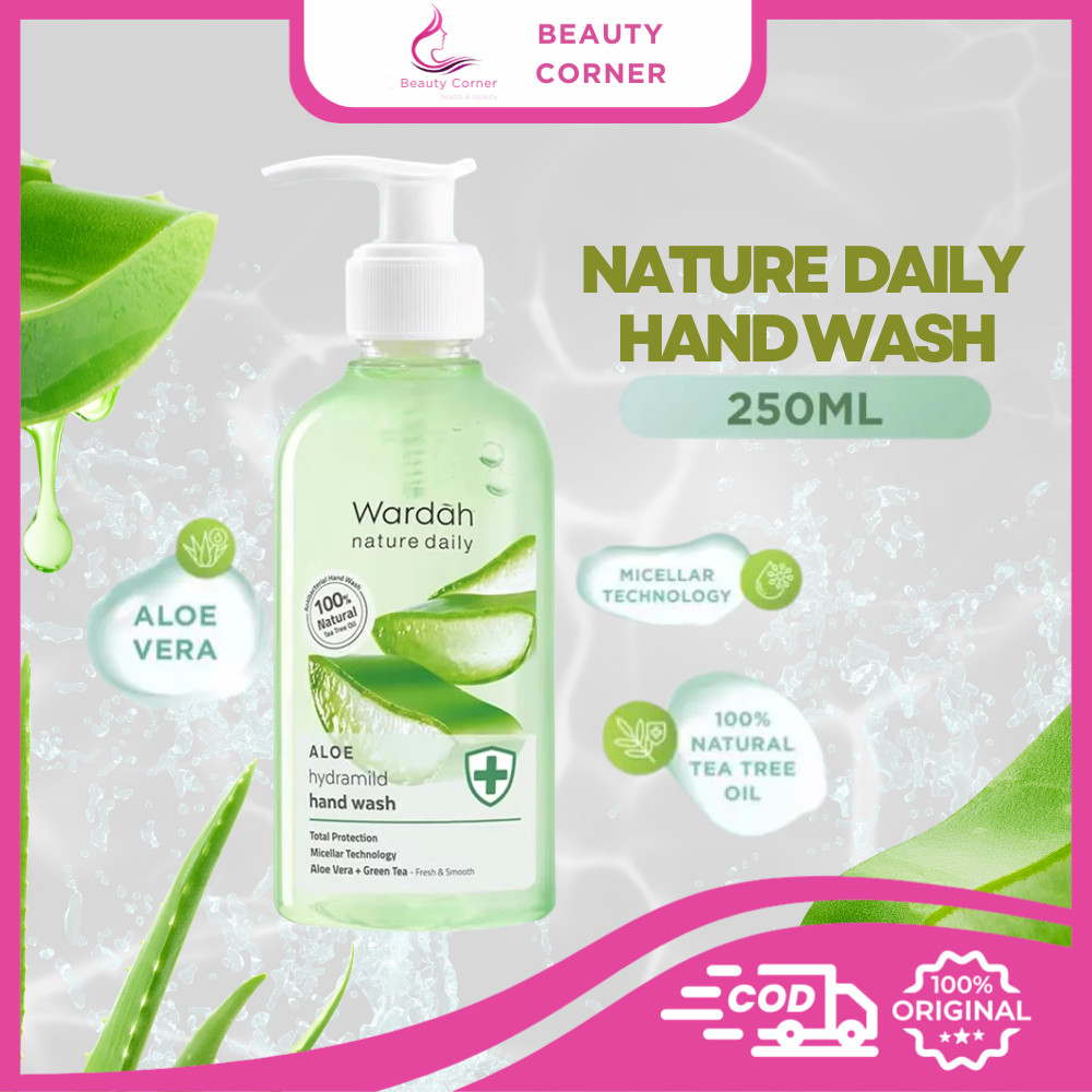 Wardah Nature Daily Aloe Hydramild Hand Wash - Sabun Cuci Tangan Dengan Aloe Vera dan Tea Tree -  25