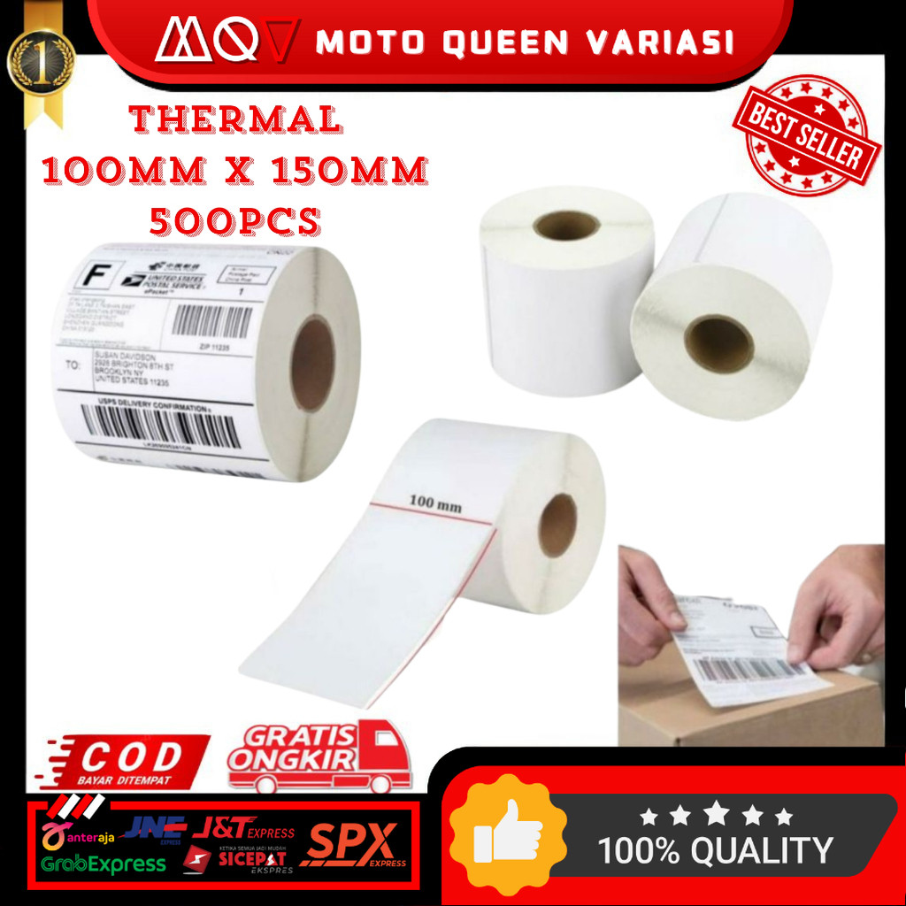 

PROMO KERTAS THERMAL PRINTER ROLL 100X150 500PCS STIKER THERMAL LEBEL THERMAL KERTAS A6