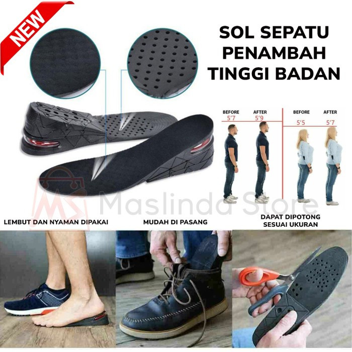 Sol Sepatu Penambah Tambah Tinggi Peninggi Badan 3 layer Insole 7