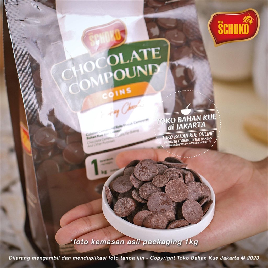

Schoko Compound Dark Chocolate Coin 250gr Koin Cokelat Baking Keping