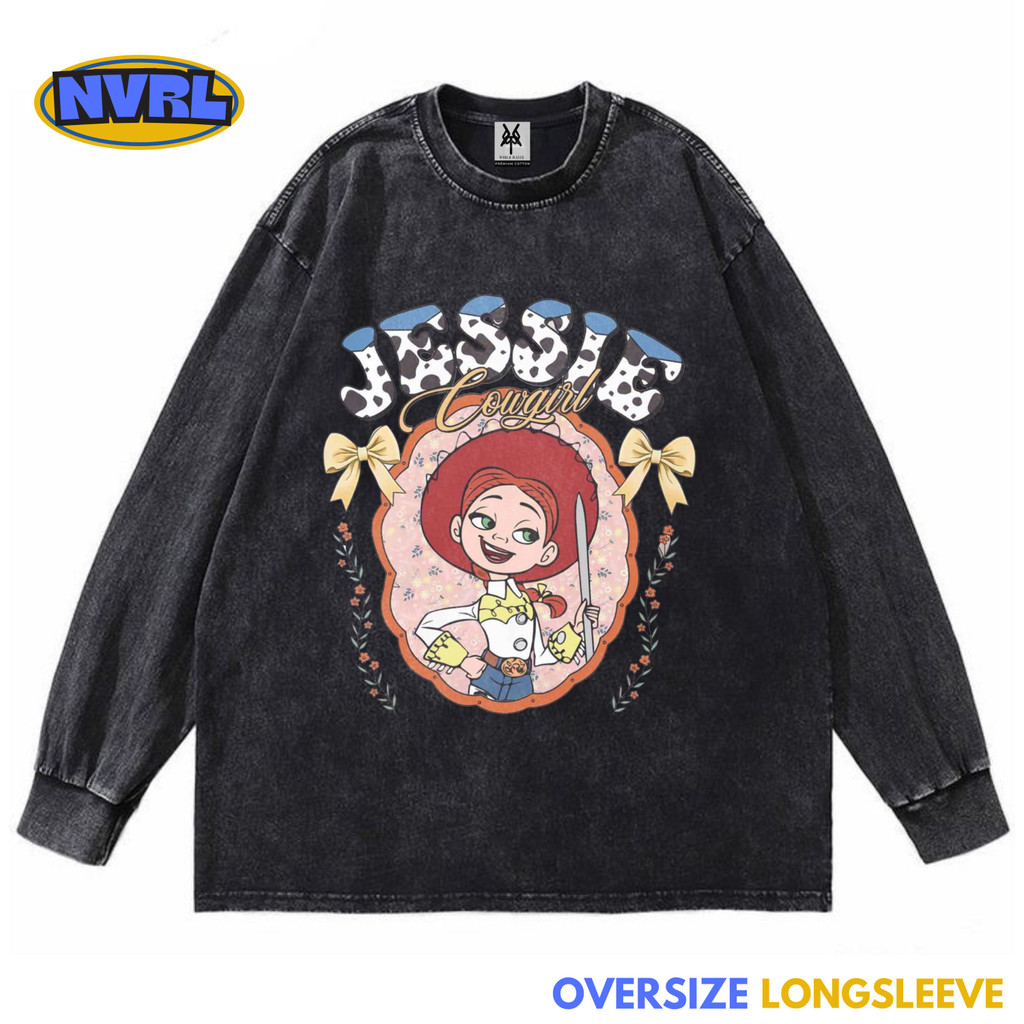 NVRLMERCH "Kaos oversize longsleeve disney toy story jessie cowgirl washed washing vintage tee