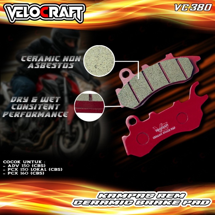 VELOCRAFT VC-380 Kampas Rem Motor Ceramic Brake Pad Depan Front ADV150CBS ADV 150 CBS PCX150CBS PCX 