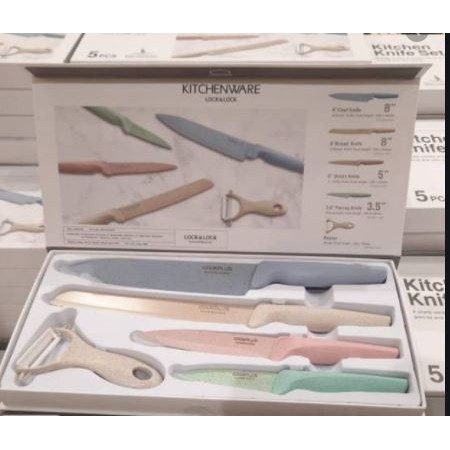 promo  -Knife Set Lock n Lock Pastel Series - isi 5 set