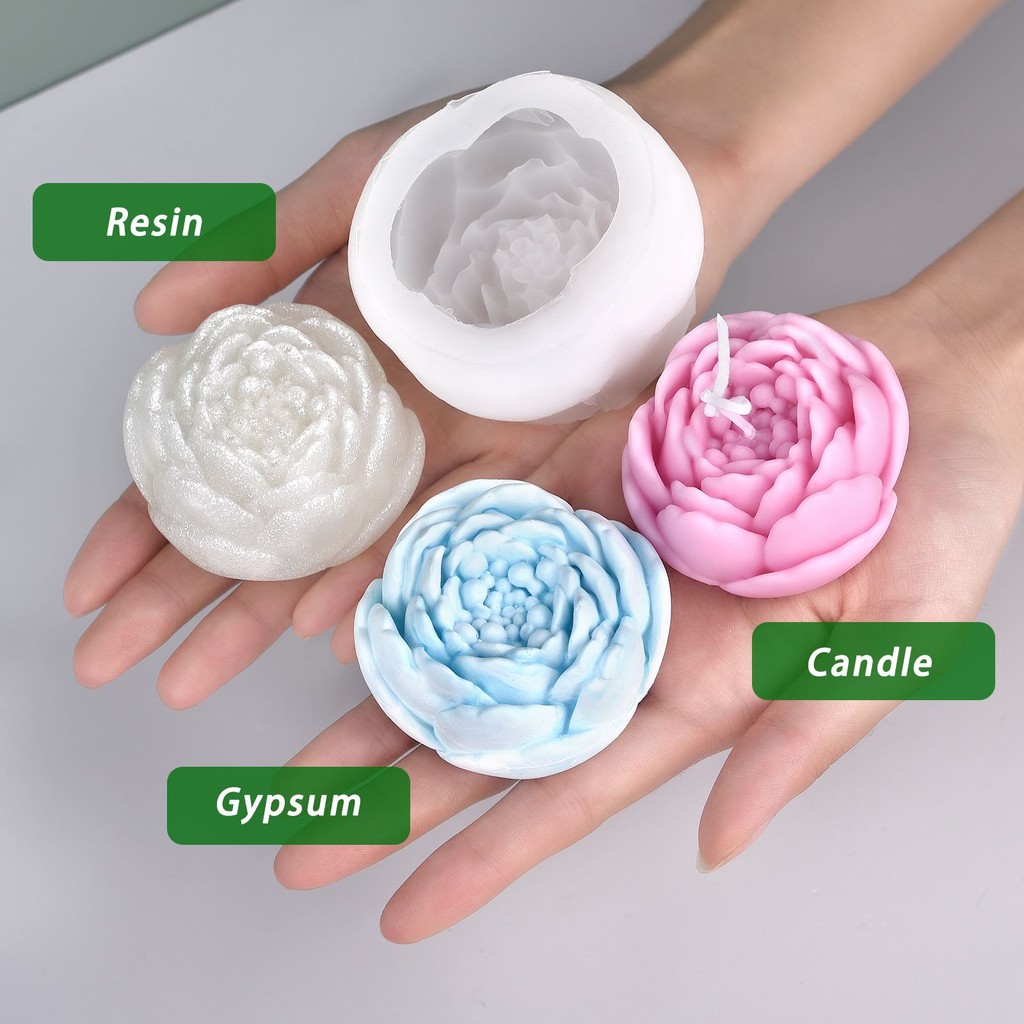 

DIY 3D Rose Candle Silicone Mold Lotus Resin Silicone Mold Hibiscus Flower Candle Mold Peony Candle Mould Flower Cake Molds