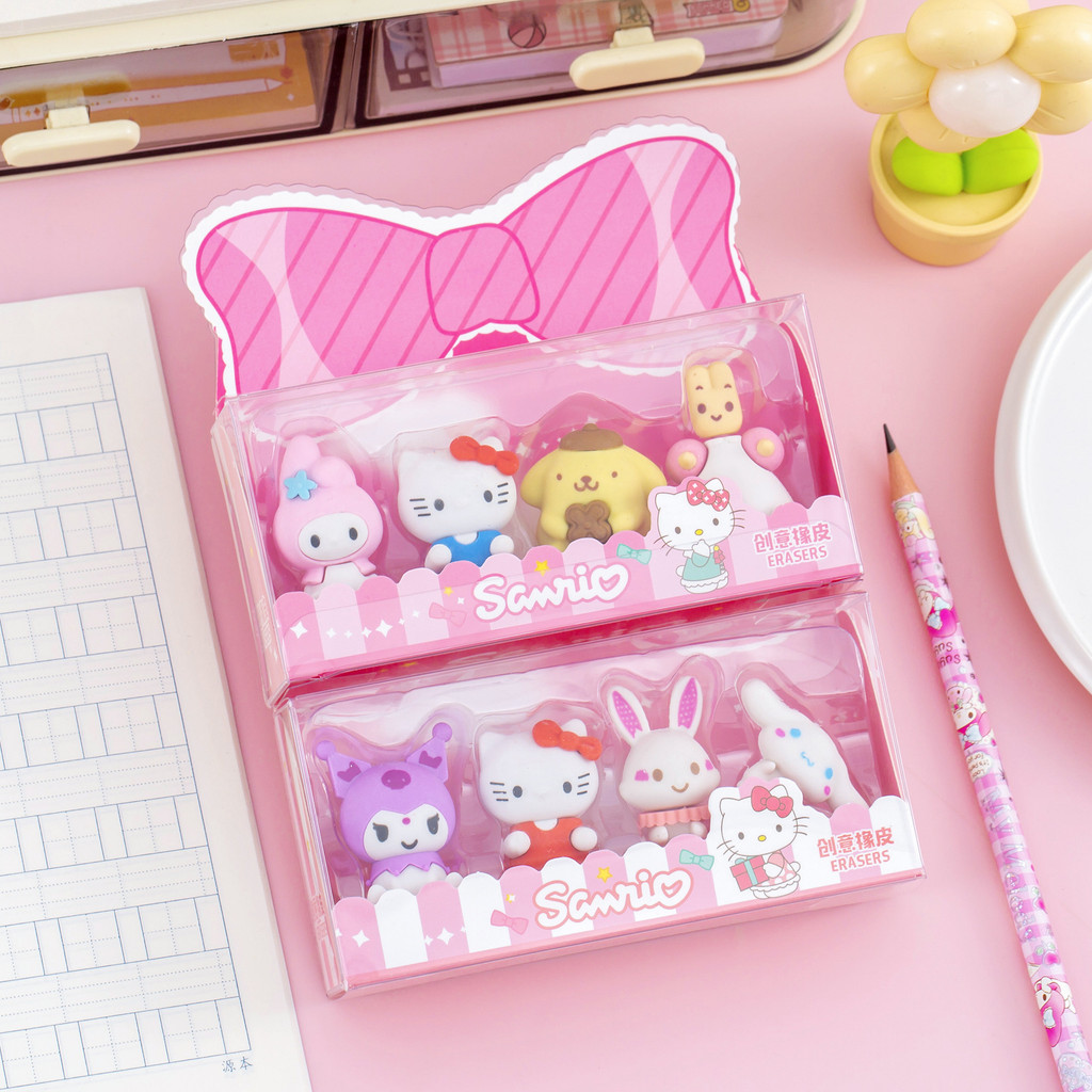 

COD 1SET ISI 4PCS PENGHAPUS MOTIF KAWAII LUCU DAN MENGGEMASKAN / PENGHAPUS BOX SET 4 IN 1 / RUBBER ERASER BOX MIKA SET
