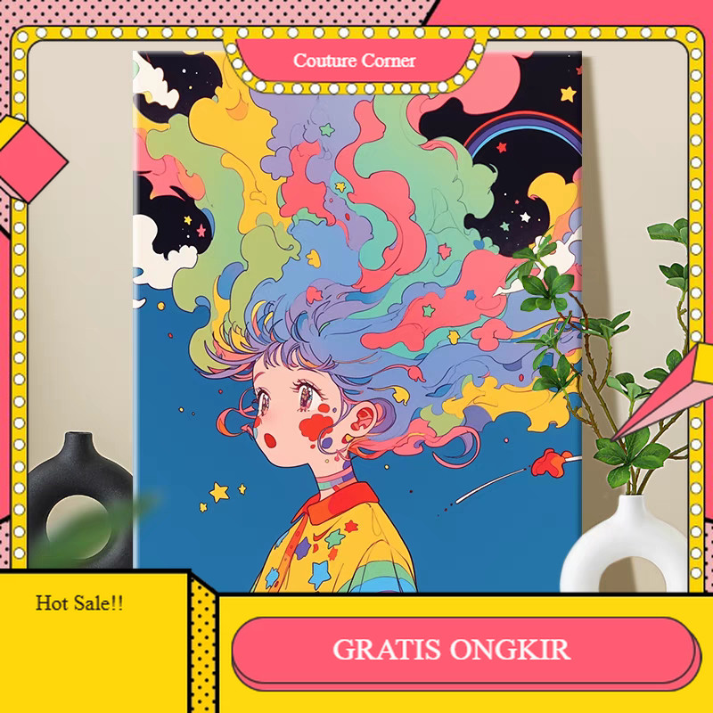 

【CORNER1】PROMO!! Paint By Number 30x40cm Lukisan Kanvas dengan Bingkai DIY Digital Oil Painting