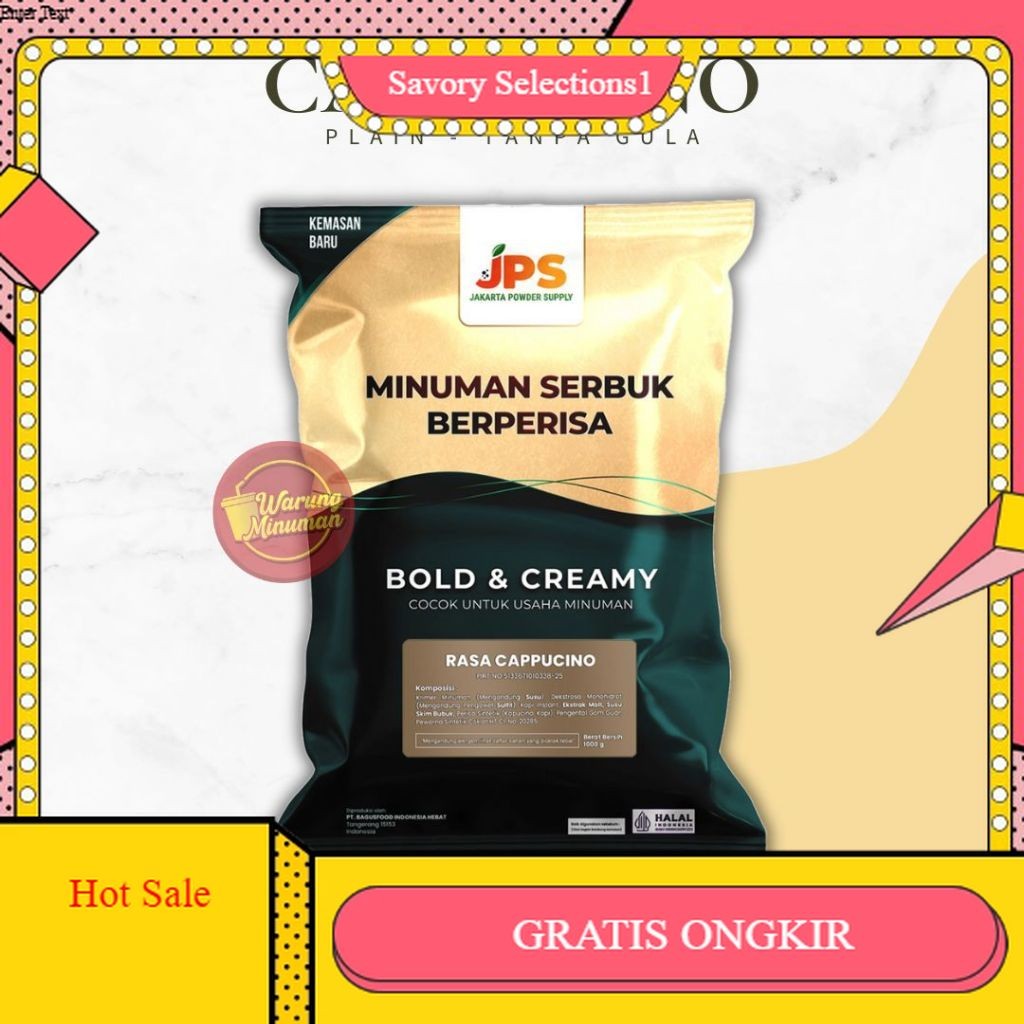 

【SAVORY】DISKON!! JPS Plain Cappucino 1 kg Premium Serbuk Minuman Tanpa Gula / Bubuk Berperisa Kopi / Usaha Minuman