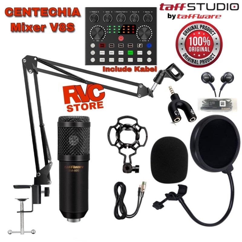 (TERMURAH) PAKET MICROPHONE Mic Condenser BM 800 + SOUNDCARD V8