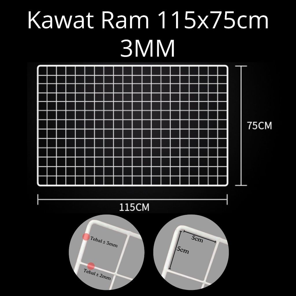 Kawat Ram 115x75 Cm 3mm - Rak Display Aksesoris HP - Rak Gantung putih