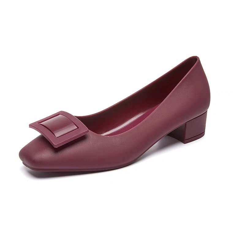 Sepatu Flat Shoes Wanita Hak Sepatu Bahan Jelly Mules Hak Tahu Sepatu Kerja  TG1597