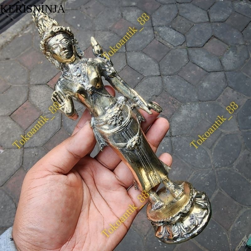 PATUNG DEWI TARA EMAS KUNINGAN 23 CM GOLEK KENCONO NJ7 laris