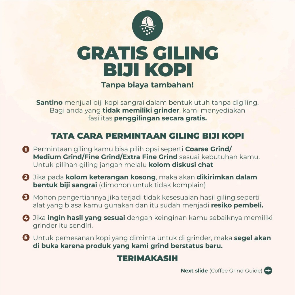 

JAMIN MURAH !!!Santino Coffee Beans 50% Arabica 50% Robusta - Super Bar 500 gr(BISA LANGSUNG ORDER)