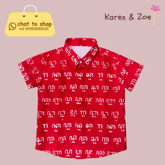 ✨LARIS✨ -Batik Anak - Baobab Shirt - Carakan (Aksara Jawa)  - Red - 8