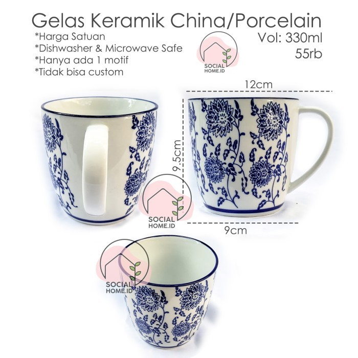

✔D.Bsyo✔ - TERBARU Gelas Minum Teh Kopi Air, Keramik China, Porcelain, Porselen, 330 ml - Lotus