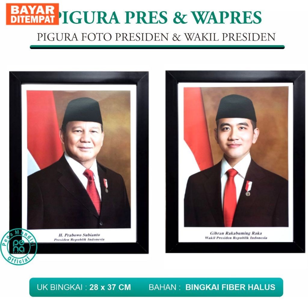 Foto Presiden, Wakil Presiden dan Lambang Garuda Ukuran F4 - Pigura Presiden, Wapres atau Garuda