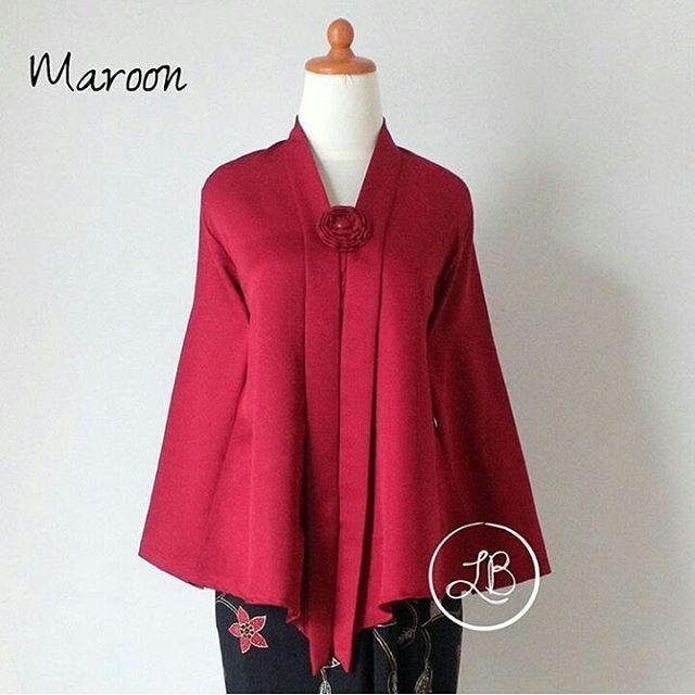 

✨LARIS✨ -BIG SIZE Encim Kebaya Kartini Wanita Modern Kutubaru Velvet Floy - maroon, M