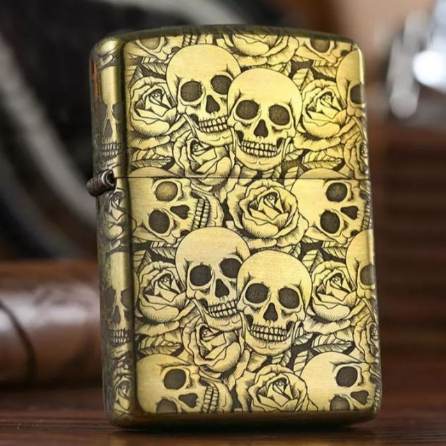 ZPBINTANG STORE- ( bayar di tempat ) Korek Api Zippo Gold Copper Skull Grade Ori Bisa Cod Seluruh In