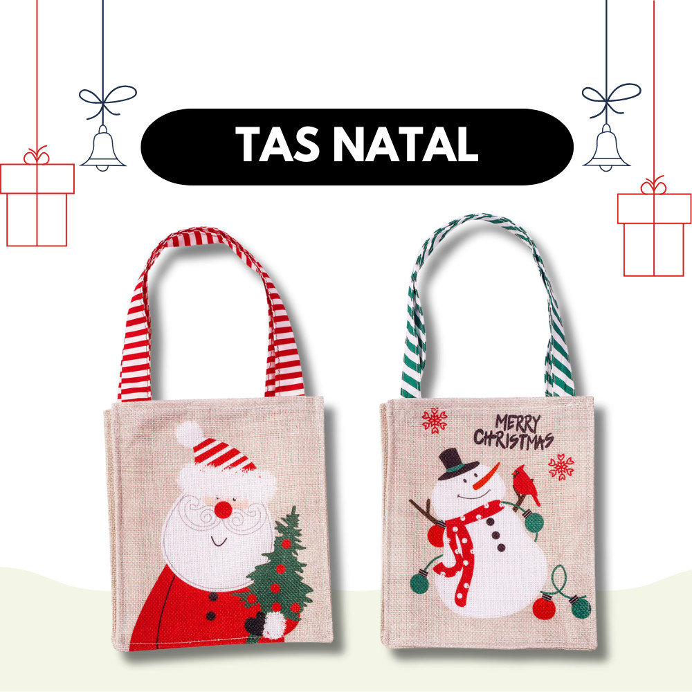 

MINIKIDI (TN02) Tas Souvenir Bingkisan Hadiah Natal Premium Bahan Kanvas Karton Tebal Dan Kuat Dapat Di Gunakan Lagi/Christmas Goodie Bag