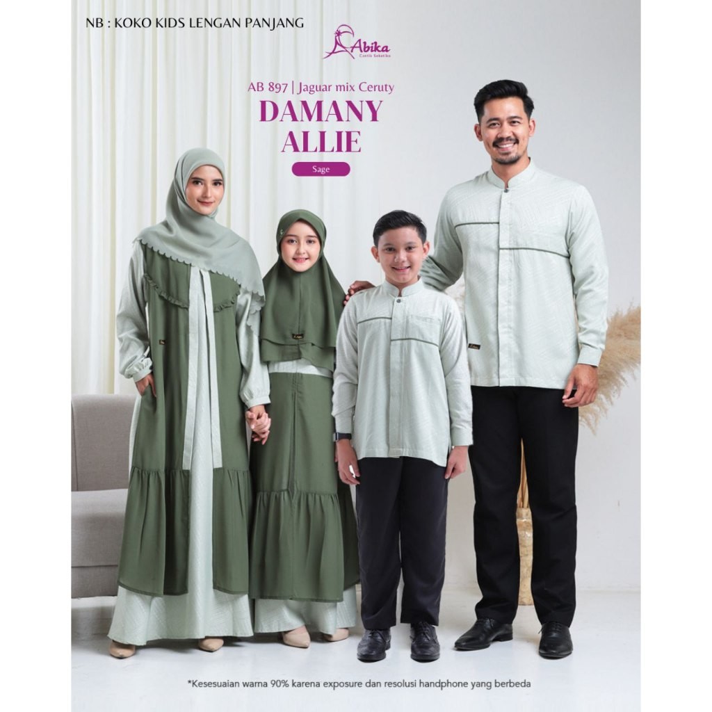 Sarimbit Abika Lebaran 2025 / Damany Allie- Sage Green / Fashion Muslim