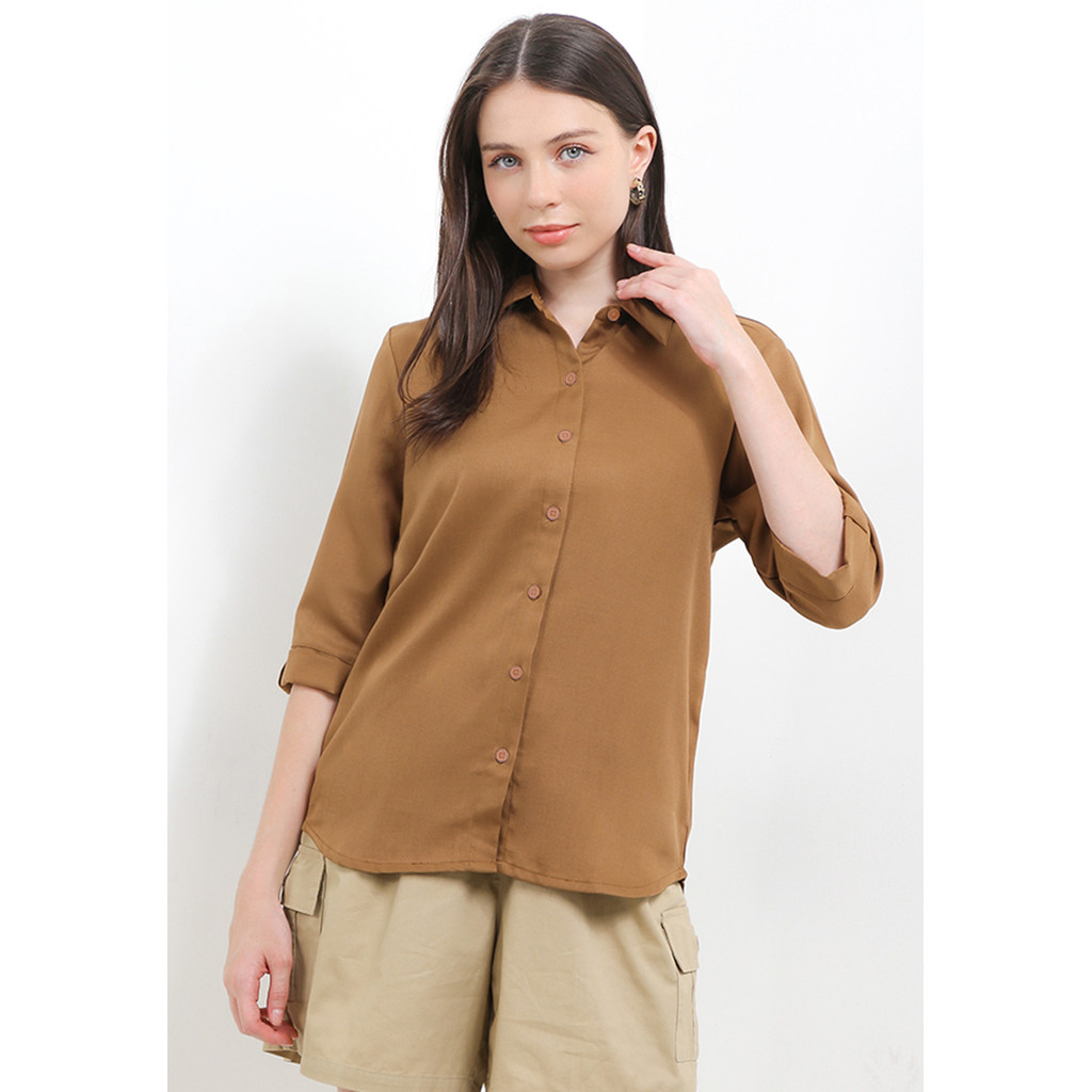 X EIGHT Berly Shirts - kemeja wanita coklat