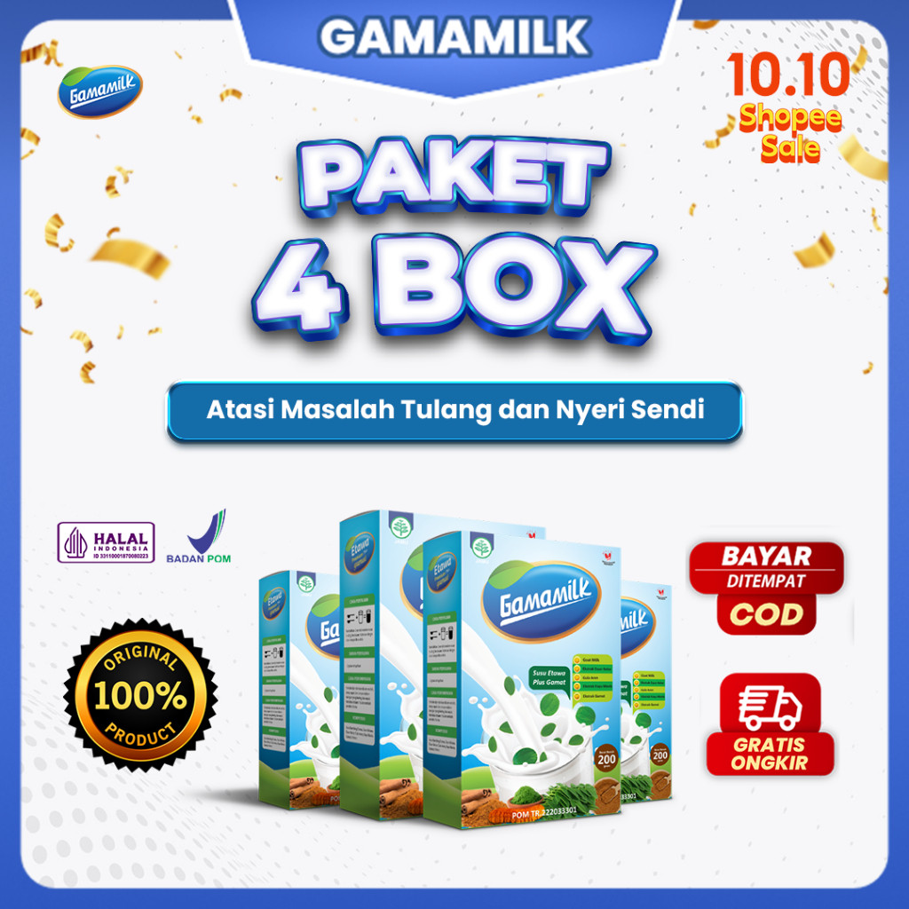

(4 Box) GAMAMILK - Solusi Masalah Tulang, Nyeri Sendi, Asam Urat dan Rematik