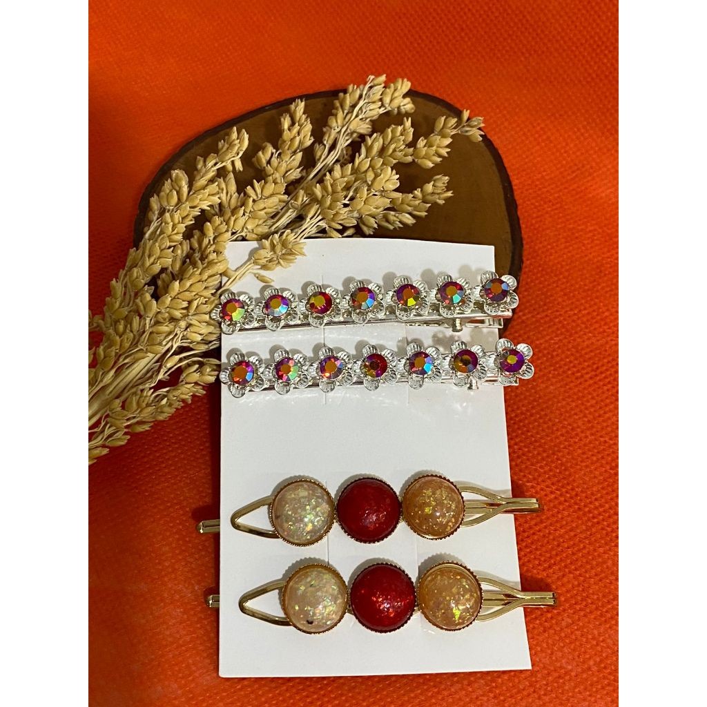 Jepit Rambut Set Bunga Diamond - Jepit Kerudung Set - Jepir Rambut Korea - Aksesoris Hijab - Aksesor