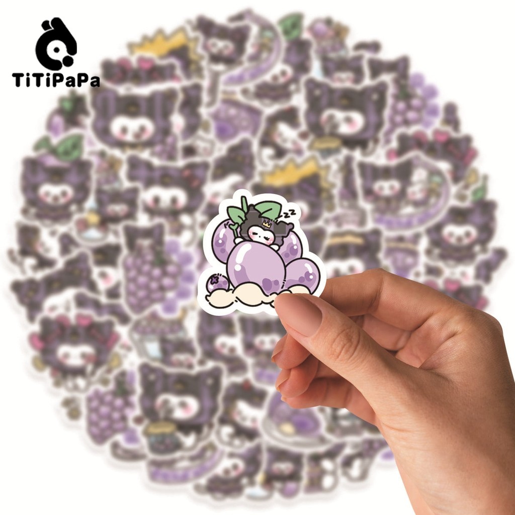 

45Buah Stiker Kucing Anggur Yang Indah, Gaya Sanrio,Dekoratif Notebook Sepeda Skateboard Seluler DIY
