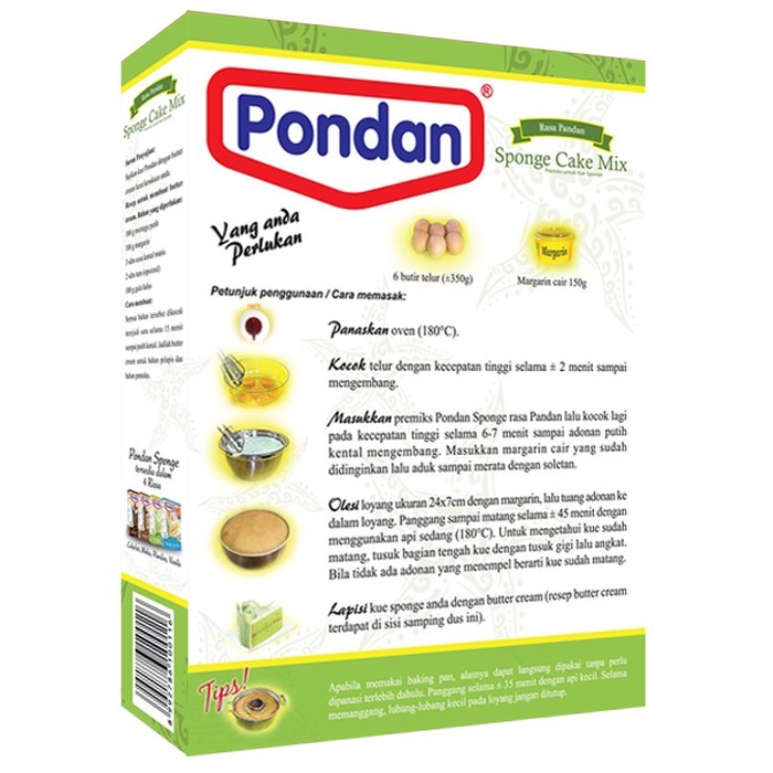 

✨NEW✨ -Pondan Sponge Cake Mix Rasa Pandan Tepung Instan Premix 400 gr