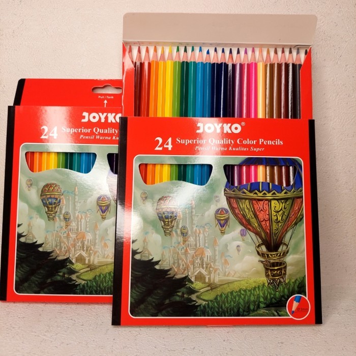 

Pensil warna / pensil 24 warna Merk Merk Joyko panjang CP-101 murah