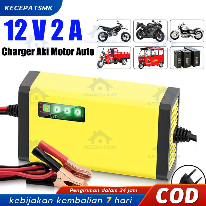 Charger Aki / 12V 2A / Alat Cas Aki Motot Mobil / Alat Cas Kendaraan / Charger Aku Motot / Alat Peng