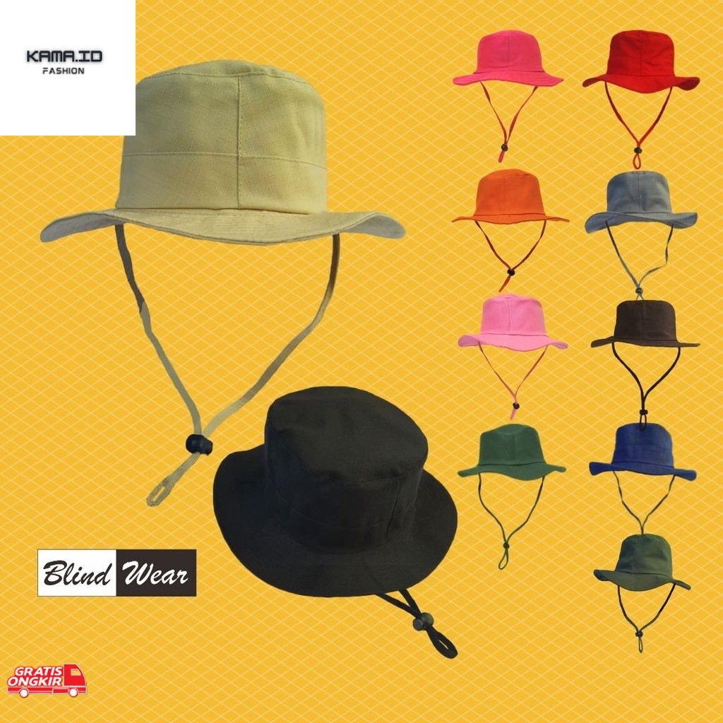 Topi Terkini / Topi Rimba Polos Tali / Topi Gunung Premium Pria Wanita