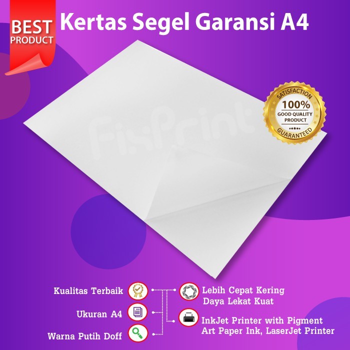 

FixPrint Kertas Segel Pecah Telur A4 Polos Bahan Mentah Segel Sticker Garansi Printer Inkjet Laserjet