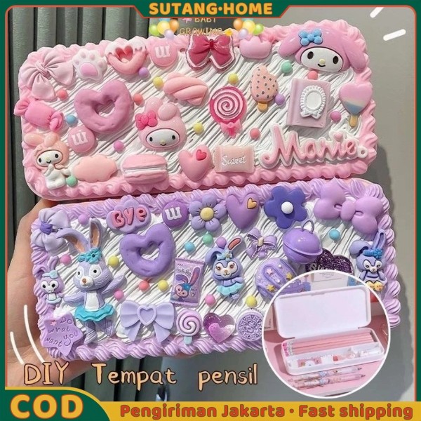 

【SUTANG】DIY Deco Cream Kit/Tetapkan Kotak Pen/Tempat pensil menghias/ Deco Cream Clay Kotak /Stationery Pake Handmade