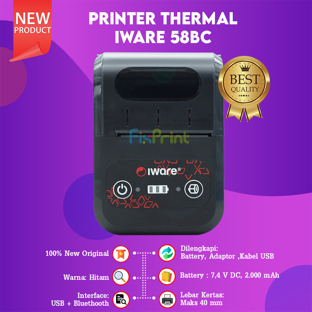 FixPrint Printer Thermal Kasir Iware USB + Bluetooth C-58BT /  58BC / C-58BT / MP-58II / MP58X / ZJ5