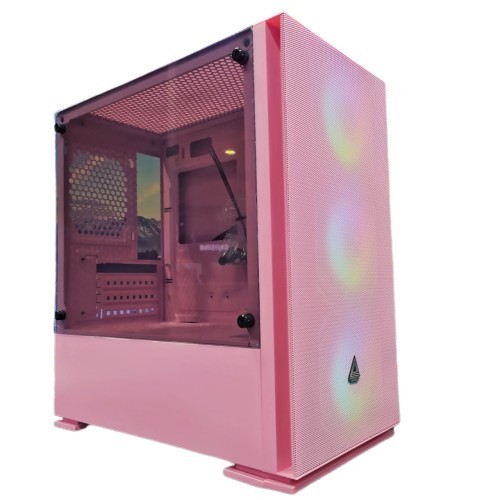 PARADOX GAMING Durandal + 3 FAN RGB - Micro ATX, Mini ITX PC Case - Pink